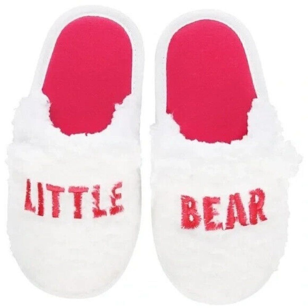 Family Pajamas Big Kid Unisex Little Bear Slippers White Red Medium 6-7 New